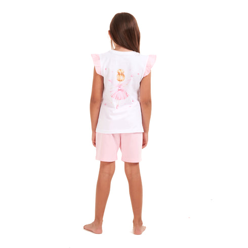 Girls summer pajama set Pink fairy t-shirt + Pink shorts
